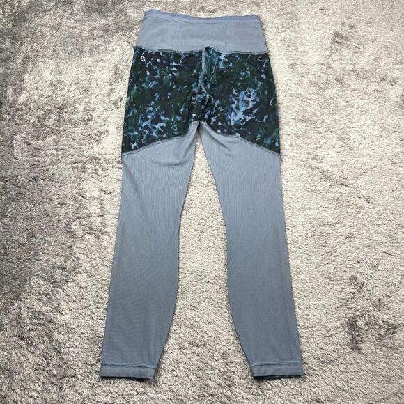 Lululemon Running In The City Mesh Panel Legging Blue Green Floral - Picture 3 of 12